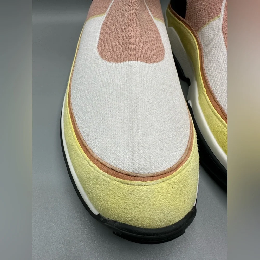Longchamp Pink Yellow Tall Shaft Tennis Boots Sneakers